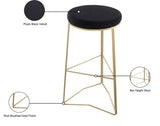 Tres Velvet Bar Stool - Elegant Black Upholstery with Brushed Gold Legs for Contemporary Style