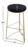 Tres Velvet Bar Stool - Elegant Black Upholstery with Brushed Gold Legs for Contemporary Style