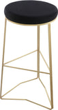 Tres Velvet Bar Stool - Elegant Black Upholstery with Brushed Gold Legs for Contemporary Style