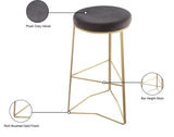 Tres Velvet Bar Stool - Elegant Black Upholstery with Brushed Gold Legs for Contemporary Style