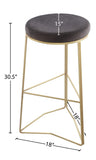 Tres Velvet Bar Stool - Elegant Black Upholstery with Brushed Gold Legs for Contemporary Style
