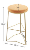 Tres Velvet Bar Stool - Elegant Black Upholstery with Brushed Gold Legs for Contemporary Style