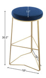 Tres Velvet Bar Stool - Elegant Black Upholstery with Brushed Gold Legs for Contemporary Style