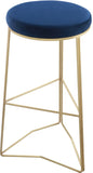 Tres Velvet Bar Stool - Elegant Black Upholstery with Brushed Gold Legs for Contemporary Style
