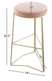 Tres Velvet Bar Stool - Elegant Black Upholstery with Brushed Gold Legs for Contemporary Style