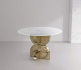 Alden Dining Table – Luxurious Marble Top with Elegant Brass Finish Base for Contemporary Style