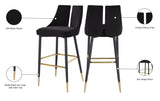 Sleek Contemporary Bar Stool Set of 2 - Luxe Design with Matte Black Legs and Gold Tips for Style