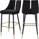 Sleek Contemporary Bar Stool Set of 2 - Luxe Design with Matte Black Legs and Gold Tips for Style