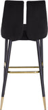 Sleek Contemporary Bar Stool Set of 2 - Luxe Design with Matte Black Legs and Gold Tips for Style