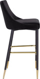 Sleek Contemporary Bar Stool Set of 2 - Luxe Design with Matte Black Legs and Gold Tips for Style