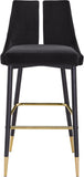 Sleek Contemporary Bar Stool Set of 2 - Luxe Design with Matte Black Legs and Gold Tips for Style