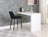 Sleek Contemporary Bar Stool Set of 2 - Luxe Design with Matte Black Legs and Gold Tips for Style