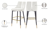Sleek Contemporary Bar Stool Set of 2 - Luxe Design with Matte Black Legs and Gold Tips for Style