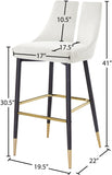 Sleek Contemporary Bar Stool Set of 2 - Luxe Design with Matte Black Legs and Gold Tips for Style