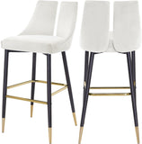 Sleek Contemporary Bar Stool Set of 2 - Luxe Design with Matte Black Legs and Gold Tips for Style