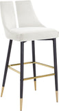 Sleek Contemporary Bar Stool Set of 2 - Luxe Design with Matte Black Legs and Gold Tips for Style