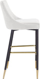 Sleek Contemporary Bar Stool Set of 2 - Luxe Design with Matte Black Legs and Gold Tips for Style