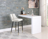 Sleek Contemporary Bar Stool Set of 2 - Luxe Design with Matte Black Legs and Gold Tips for Style