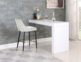 Sleek Contemporary Bar Stool Set of 2 - Luxe Design with Matte Black Legs and Gold Tips for Style
