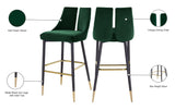Sleek Contemporary Bar Stool Set of 2 - Luxe Design with Matte Black Legs and Gold Tips for Style