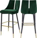 Sleek Contemporary Bar Stool Set of 2 - Luxe Design with Matte Black Legs and Gold Tips for Style