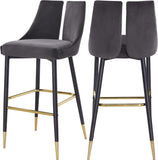 Sleek Contemporary Bar Stool Set of 2 - Luxe Design with Matte Black Legs and Gold Tips for Style