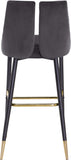 Sleek Contemporary Bar Stool Set of 2 - Luxe Design with Matte Black Legs and Gold Tips for Style