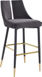 Sleek Contemporary Bar Stool Set of 2 - Luxe Design with Matte Black Legs and Gold Tips for Style