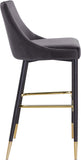 Sleek Contemporary Bar Stool Set of 2 - Luxe Design with Matte Black Legs and Gold Tips for Style