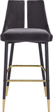 Sleek Contemporary Bar Stool Set of 2 - Luxe Design with Matte Black Legs and Gold Tips for Style
