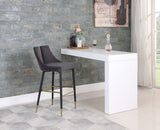 Sleek Contemporary Bar Stool Set of 2 - Luxe Design with Matte Black Legs and Gold Tips for Style