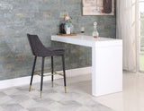 Sleek Contemporary Bar Stool Set of 2 - Luxe Design with Matte Black Legs and Gold Tips for Style