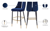 Sleek Contemporary Bar Stool Set of 2 - Luxe Design with Matte Black Legs and Gold Tips for Style
