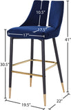 Sleek Contemporary Bar Stool Set of 2 - Luxe Design with Matte Black Legs and Gold Tips for Style
