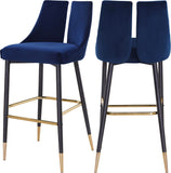 Sleek Contemporary Bar Stool Set of 2 - Luxe Design with Matte Black Legs and Gold Tips for Style