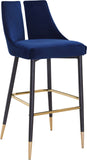 Sleek Contemporary Bar Stool Set of 2 - Luxe Design with Matte Black Legs and Gold Tips for Style