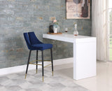 Sleek Contemporary Bar Stool Set of 2 - Luxe Design with Matte Black Legs and Gold Tips for Style