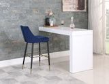 Sleek Contemporary Bar Stool Set of 2 - Luxe Design with Matte Black Legs and Gold Tips for Style