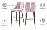 Sleek Contemporary Bar Stool Set of 2 - Luxe Design with Matte Black Legs and Gold Tips for Style