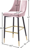 Sleek Contemporary Bar Stool Set of 2 - Luxe Design with Matte Black Legs and Gold Tips for Style