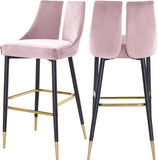 Sleek Contemporary Bar Stool Set of 2 - Luxe Design with Matte Black Legs and Gold Tips for Style
