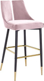 Sleek Contemporary Bar Stool Set of 2 - Luxe Design with Matte Black Legs and Gold Tips for Style