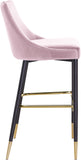Sleek Contemporary Bar Stool Set of 2 - Luxe Design with Matte Black Legs and Gold Tips for Style