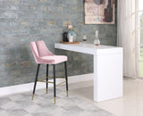 Sleek Contemporary Bar Stool Set of 2 - Luxe Design with Matte Black Legs and Gold Tips for Style