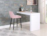 Sleek Contemporary Bar Stool Set of 2 - Luxe Design with Matte Black Legs and Gold Tips for Style