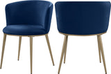 Skylar Contemporary Dining Chair Set of 2 - Stylish Velvet Seating with Gold Legs for Modern Homes