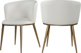 Skylar Contemporary Dining Chair Set of 2 - Stylish Comfort with Elegant Curved Back and Gold Legs