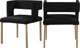 Caleb Contemporary Dining Chairs Set of 2 - Luxurious Velvet Comfort with Stylish Iron Legs