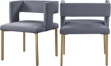 Caleb Contemporary Dining Chairs Set of 2 - Luxurious Velvet Comfort with Stylish Iron Legs