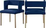 Caleb Contemporary Dining Chairs Set of 2 - Luxurious Velvet Comfort with Stylish Iron Legs